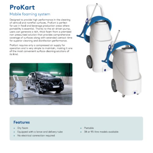 ProKart portable dry foam spraying system, 95 l, 19 l/min, Santoprene pump, EPDM seals, 2,7-5,5 bar (PFC25C1B10000)